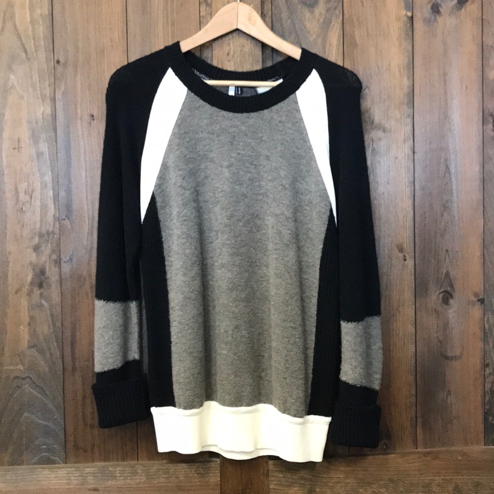 Faith Connexion gray/black/white patchwork sweater